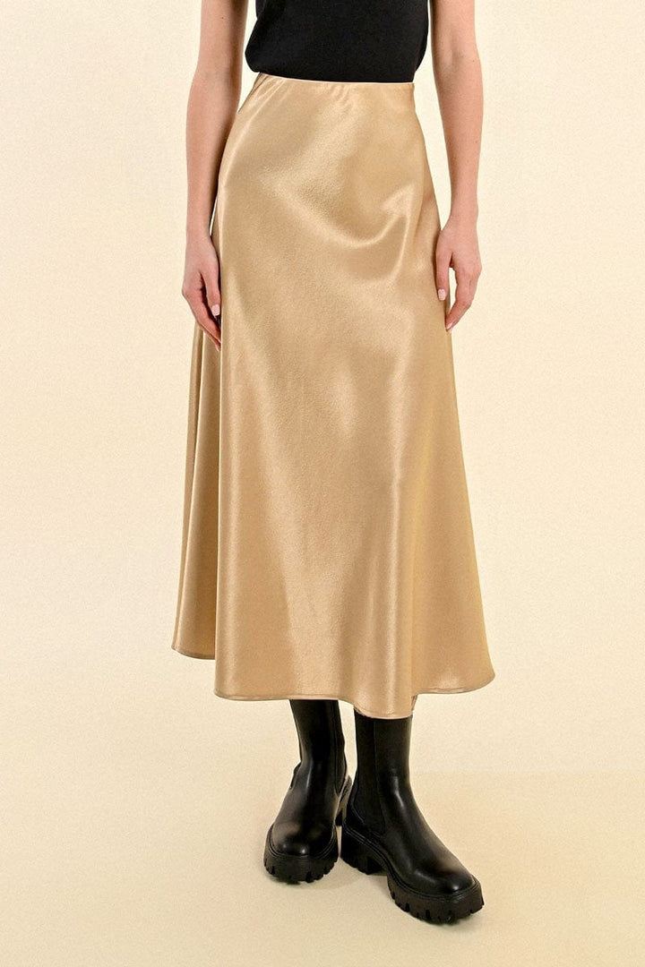 Molly Bracken Skirt Gold / XS Giselle Long Satin Skirt