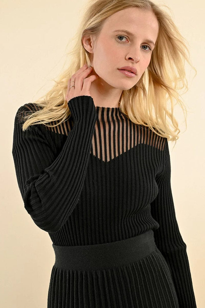 Molly Bracken Sweater Black / XS April Ribbed Sweater