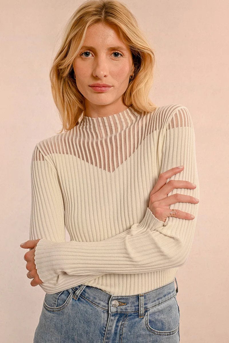 Molly Bracken Sweater White / XS April Ribbed Sweater