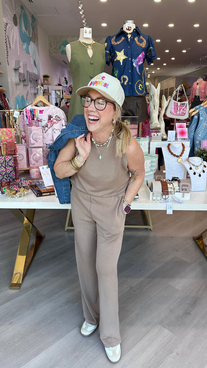 Mono B Laguna Breeze loungewear set featuring a comfortable, stylish matching top and pants in light, breathable fabric.