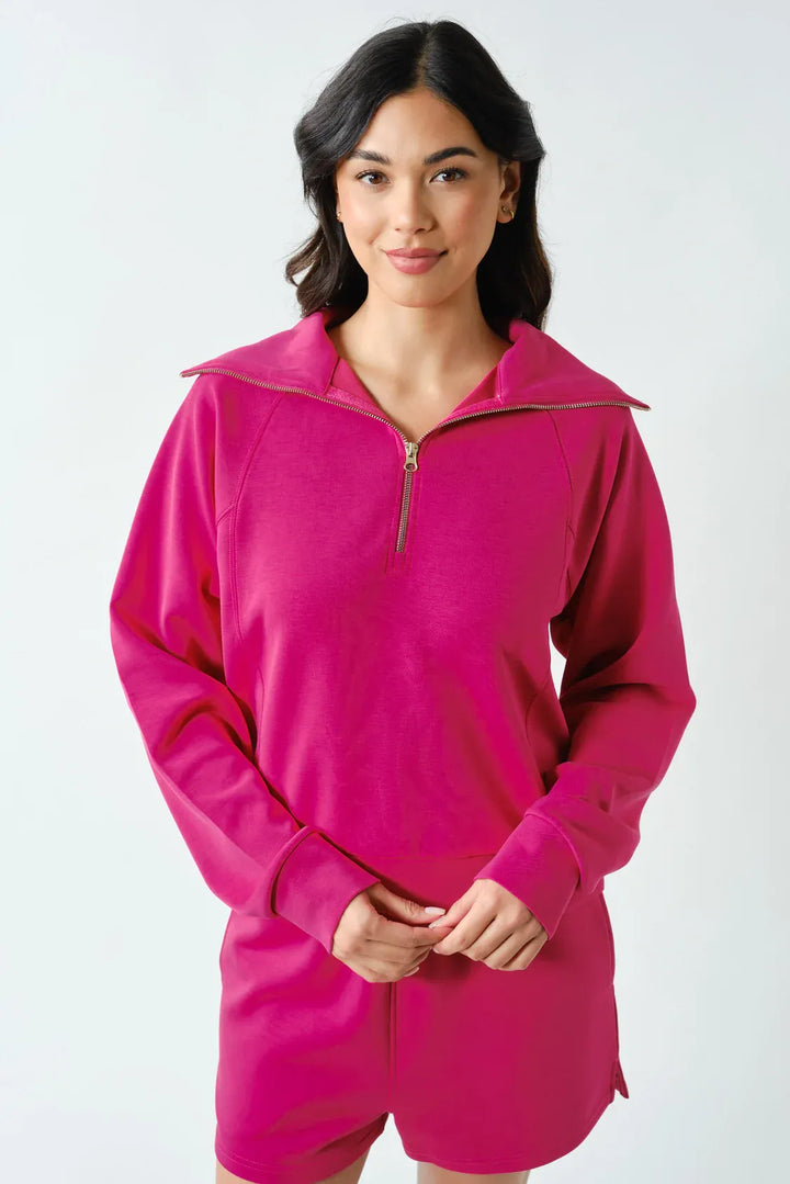 Mono B Loungewear Plum Pink / S Laguna Scuba Half Zip Pullover
