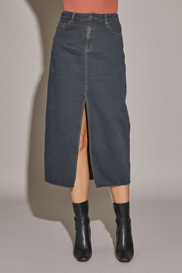 Mustard Seed Skirt Lyra Front Slit Long Denim Skirt