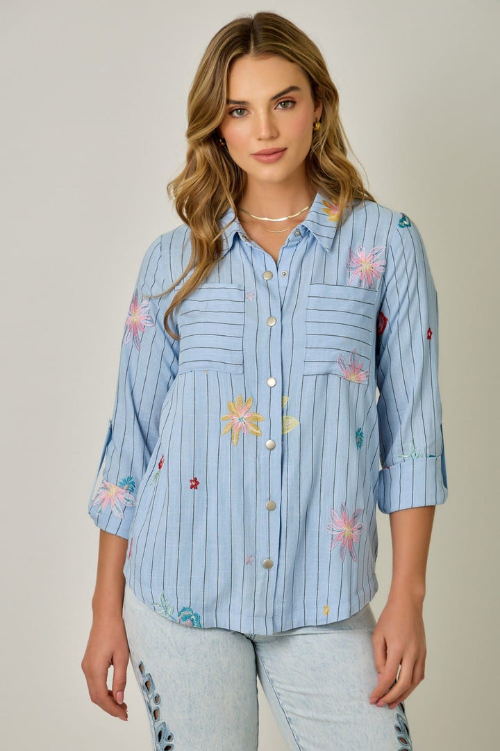 Mystree Jacket Blue Breeze / S Rosie Embroidered Pinstripe Jacket