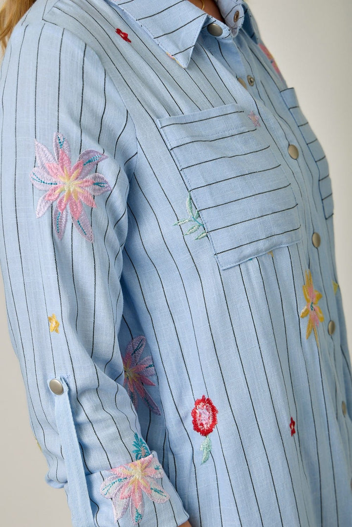 Mystree Jacket Rosie Embroidered Pinstripe Jacket