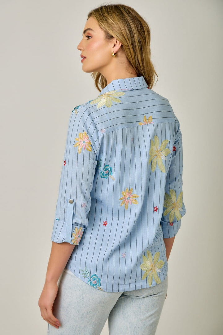 Mystree Jacket Rosie Embroidered Pinstripe Jacket