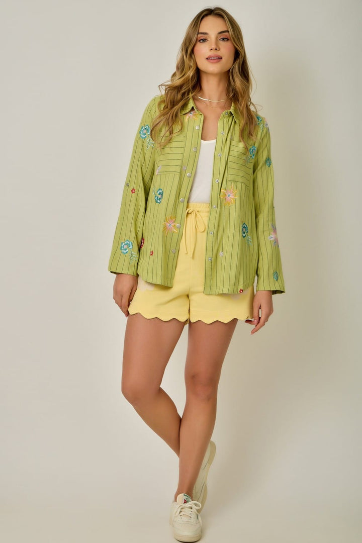 Mystree Jacket Rosie Embroidered Pinstripe Jacket