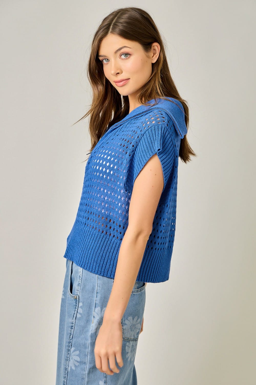 Mystree Sweater Elaina Zip-Up Short Sweater