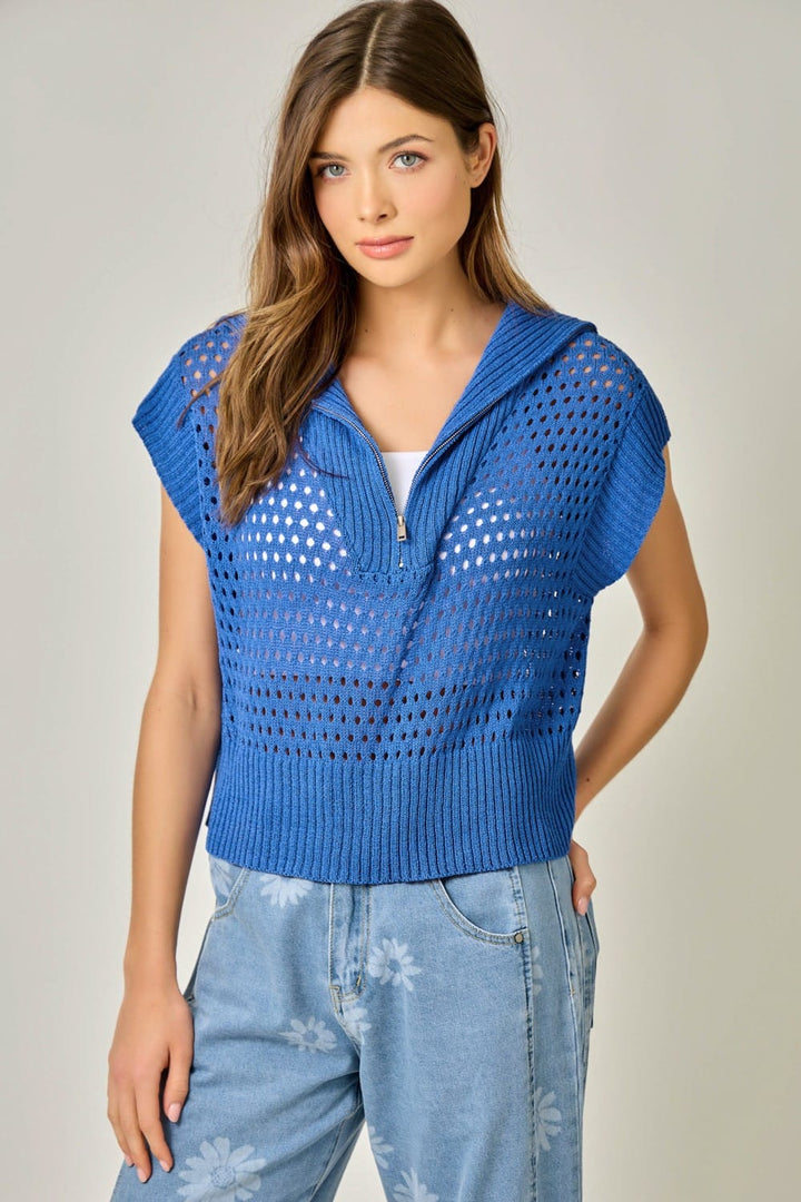 Mystree Sweater Elaina Zip-Up Short Sweater