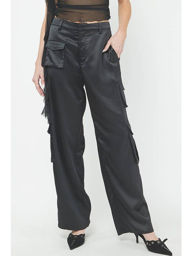 Needii Black / S Clara Satin Cargo Trouser