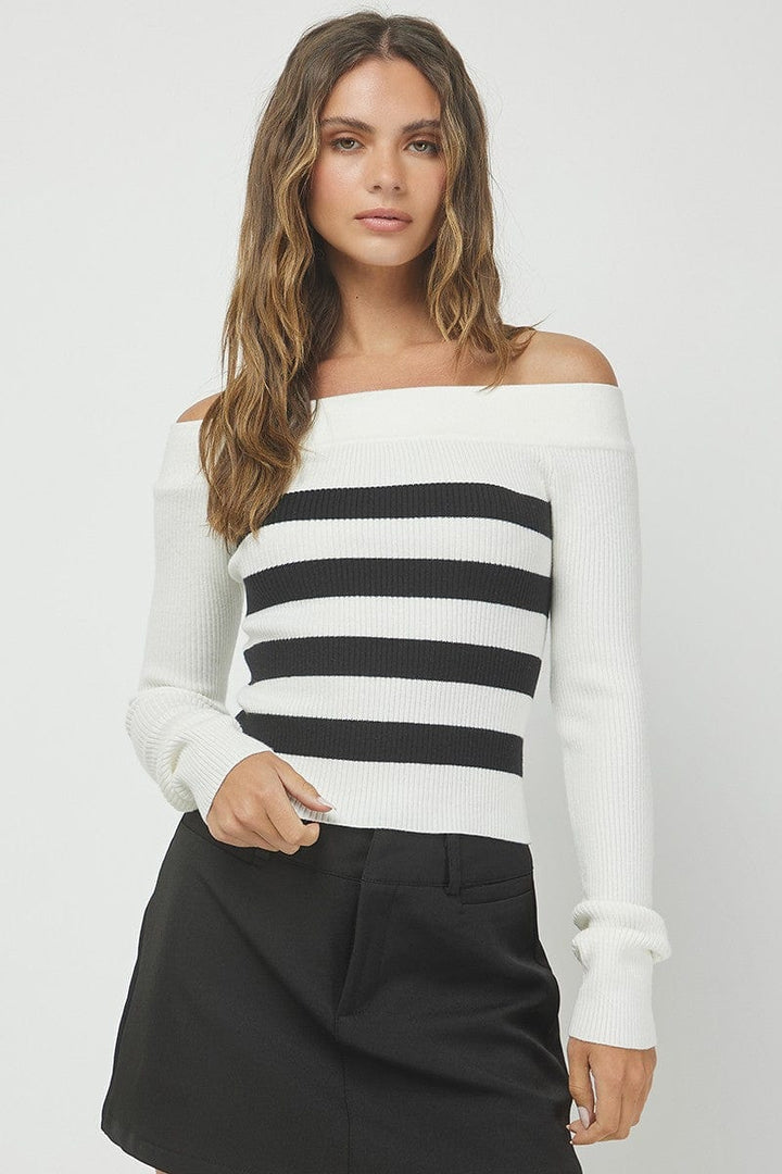 Needii Top Off White / Black / S Dania Striped Sweater Top