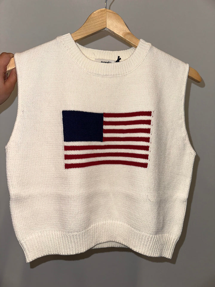 Needii Top USA Flag Sweater Vest