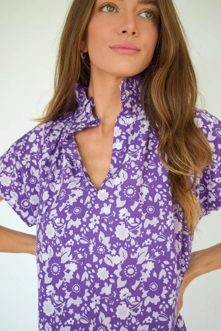 Never A Wallflower Top Purple Floral / XS Vicki Short Sleeve Top