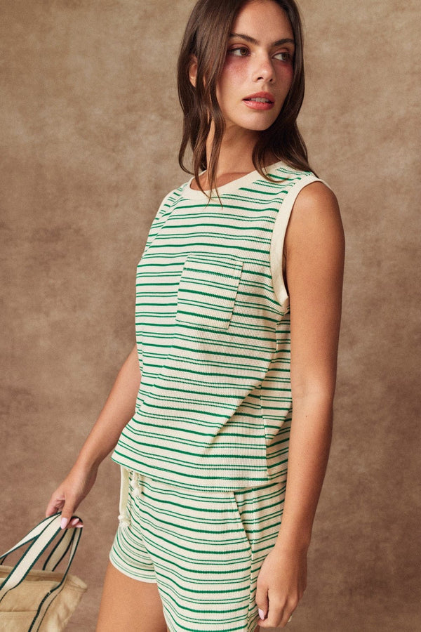 Papermoon Set Green / S Vera Striped Tank Top Set