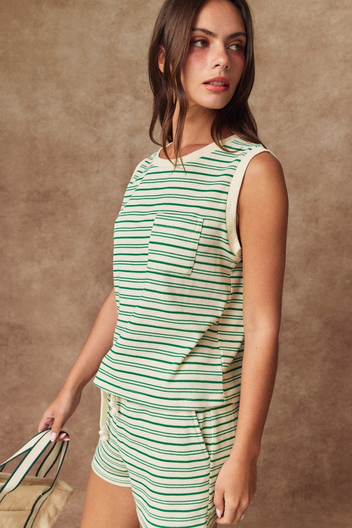 Papermoon Set Green / S Vera Striped Tank Top Set