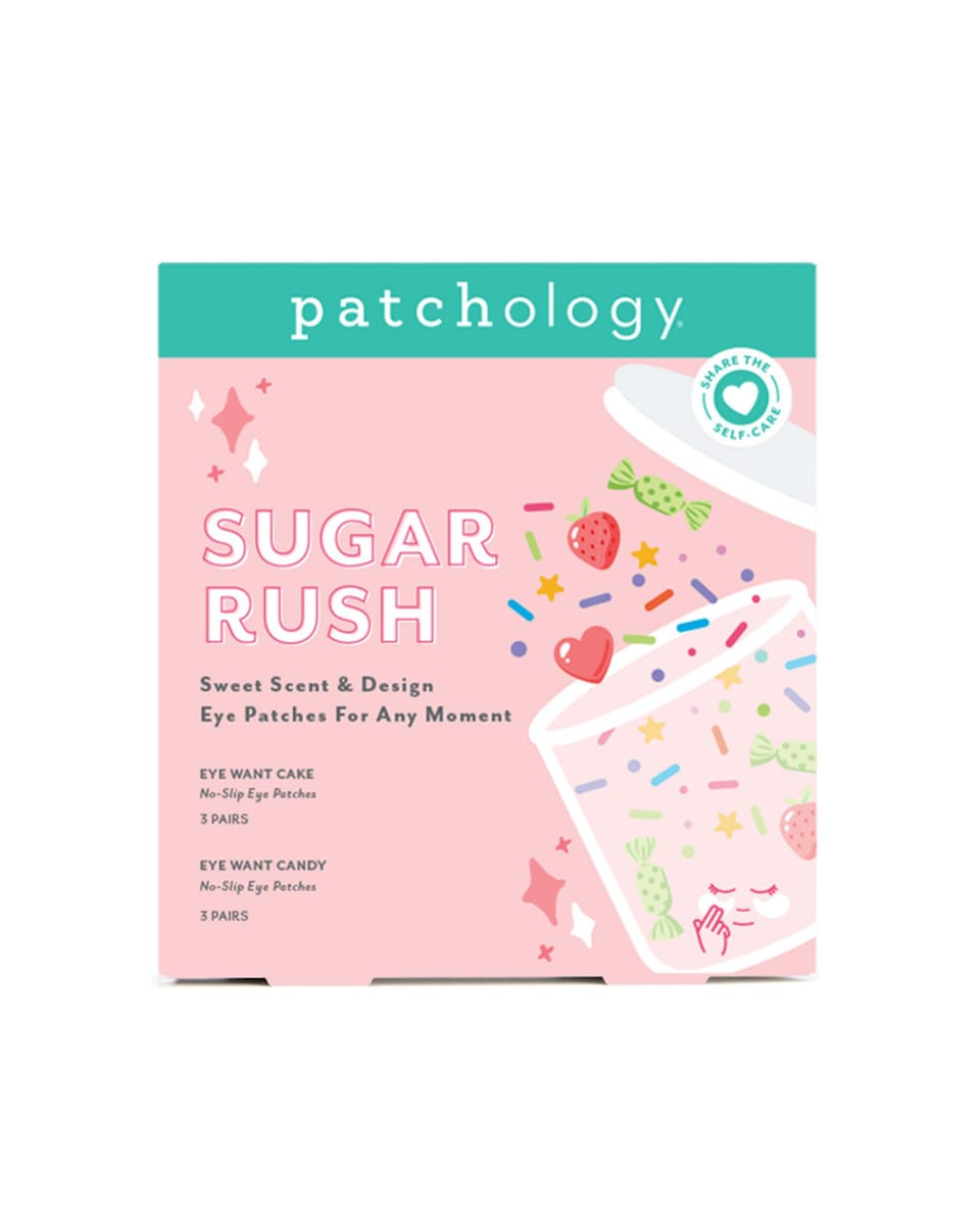 Patchology Sugar Rush Eye Kit for beauty care with nourishing eye masks and skincare products, designed to refresh and hydrate the eye area.