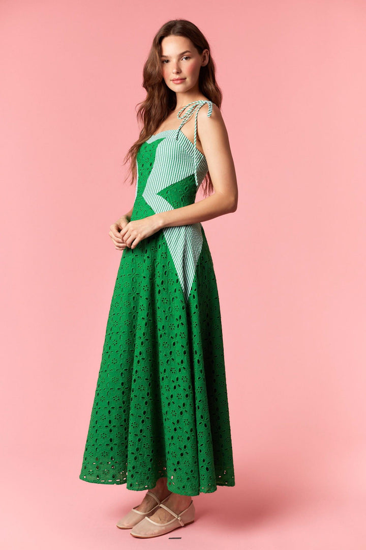 Peach Love California Maxi Dress Kelly Green / S Camilla Eyelet Stripe Dress