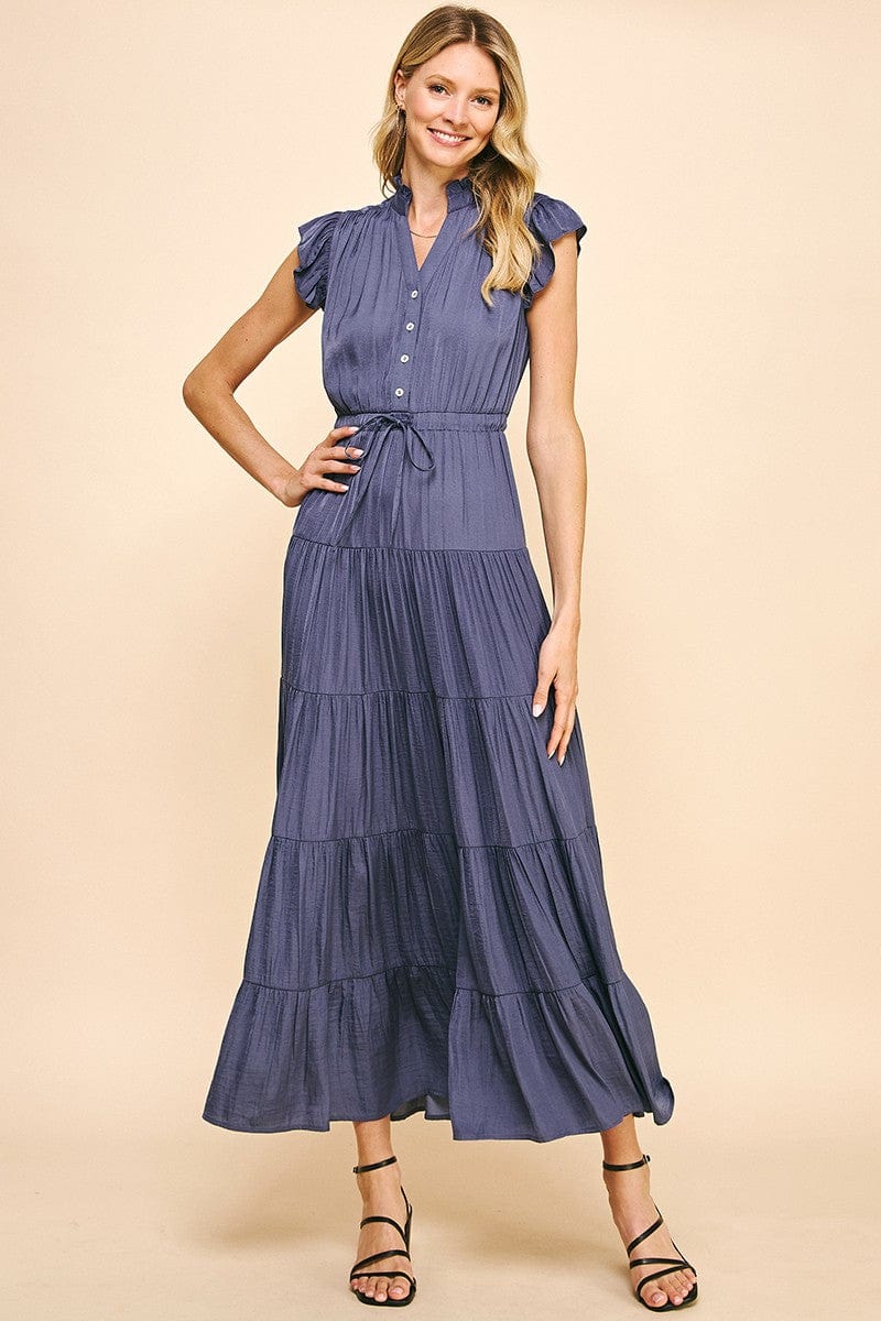 Pinch Dress Dusty Navy / S Gemini Tiered Dress