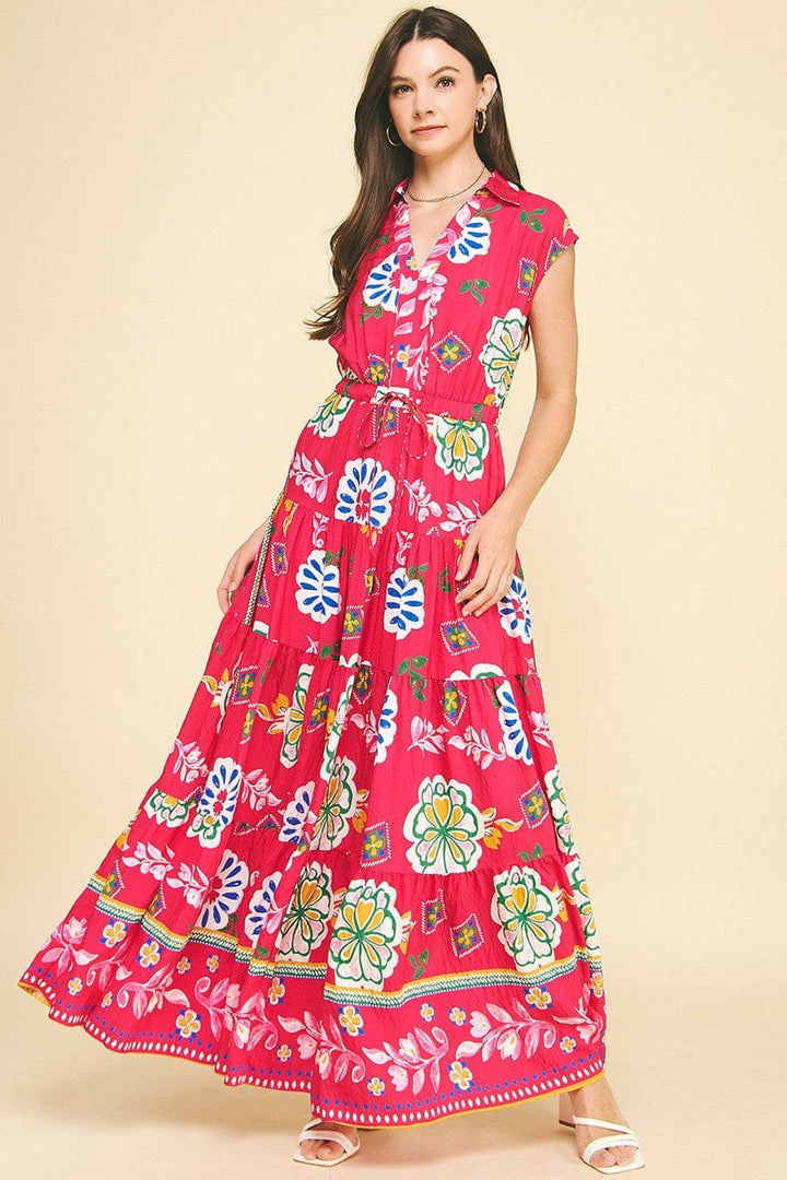 Pinch Dress Fuchsia / S Piper Floral Tiered Dress