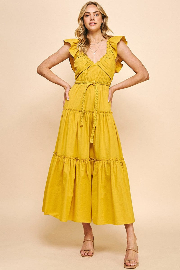 Pinch Dress Golden Yellow / S Hallie Tiered Dress