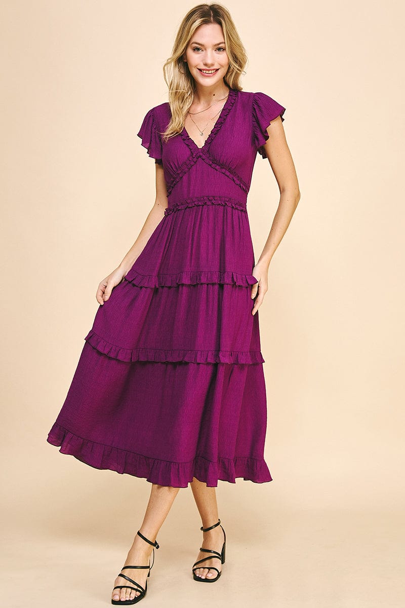 Pinch Dress Marie Tea Length Ruffle Dress