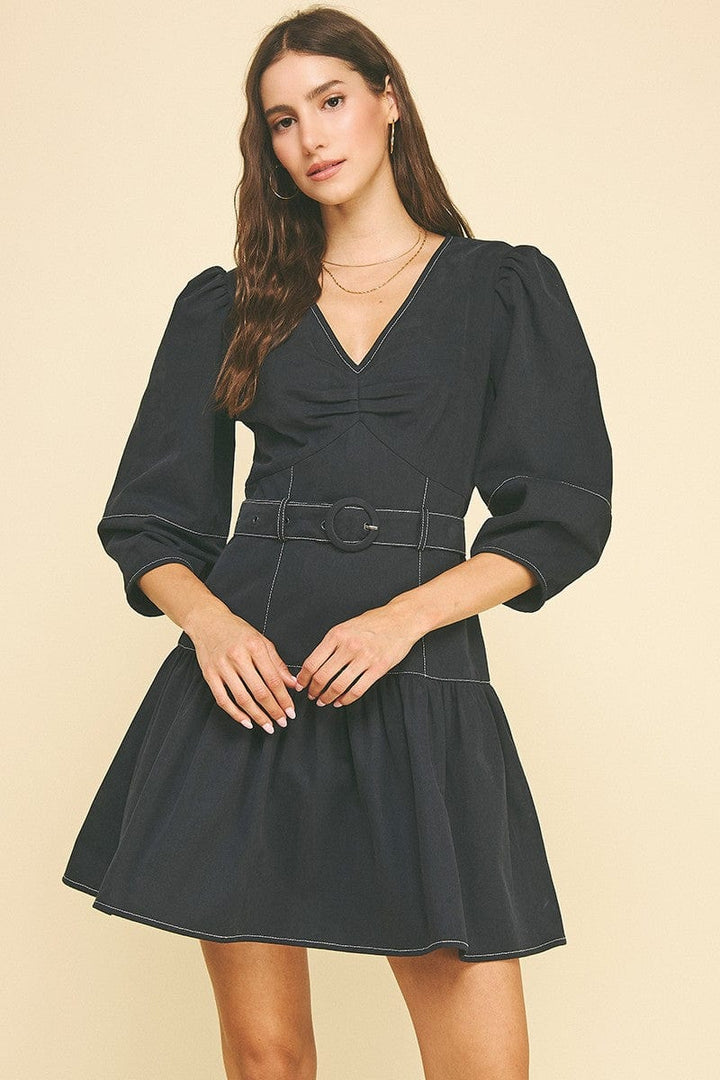 Pinch Dress Navy / S Kylie Puffed Sleeve Mini Dress