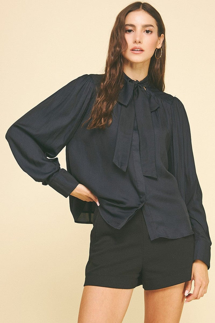 Pinch Top Ink / S Andrea Tie Neck Top