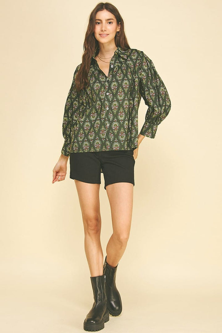 Pinch Top Laila Damask Top