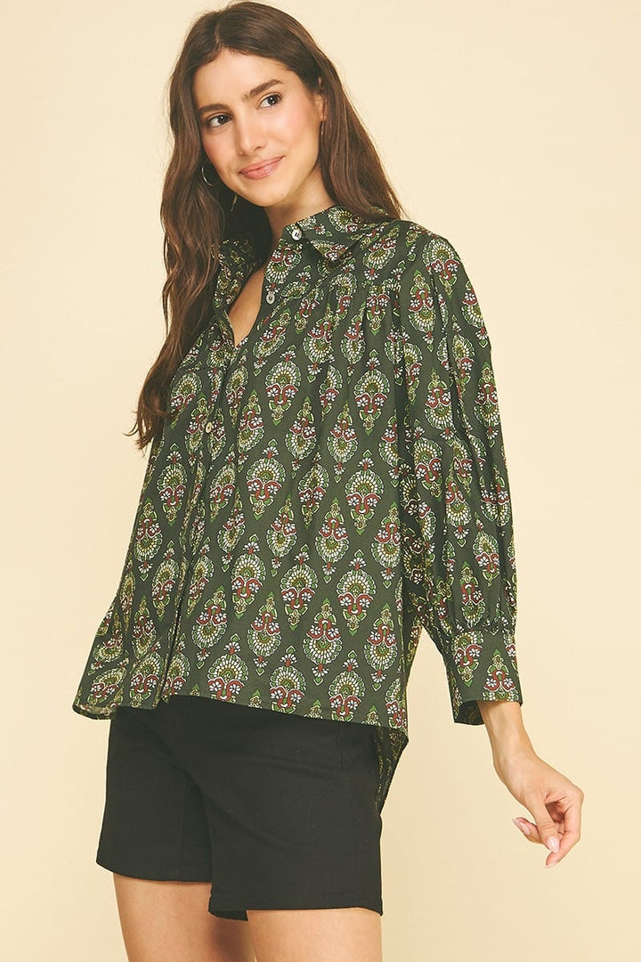 Pinch Top Laila Damask Top