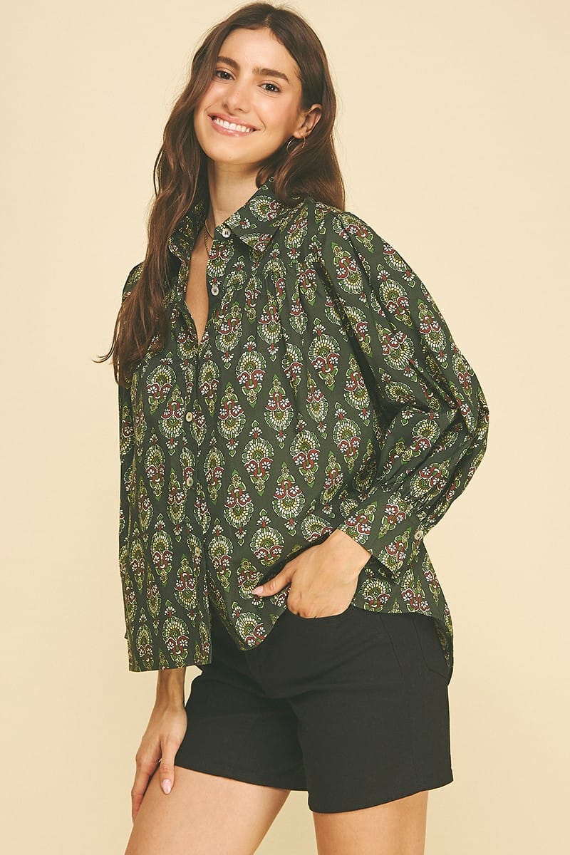 Pinch Top Laila Damask Top