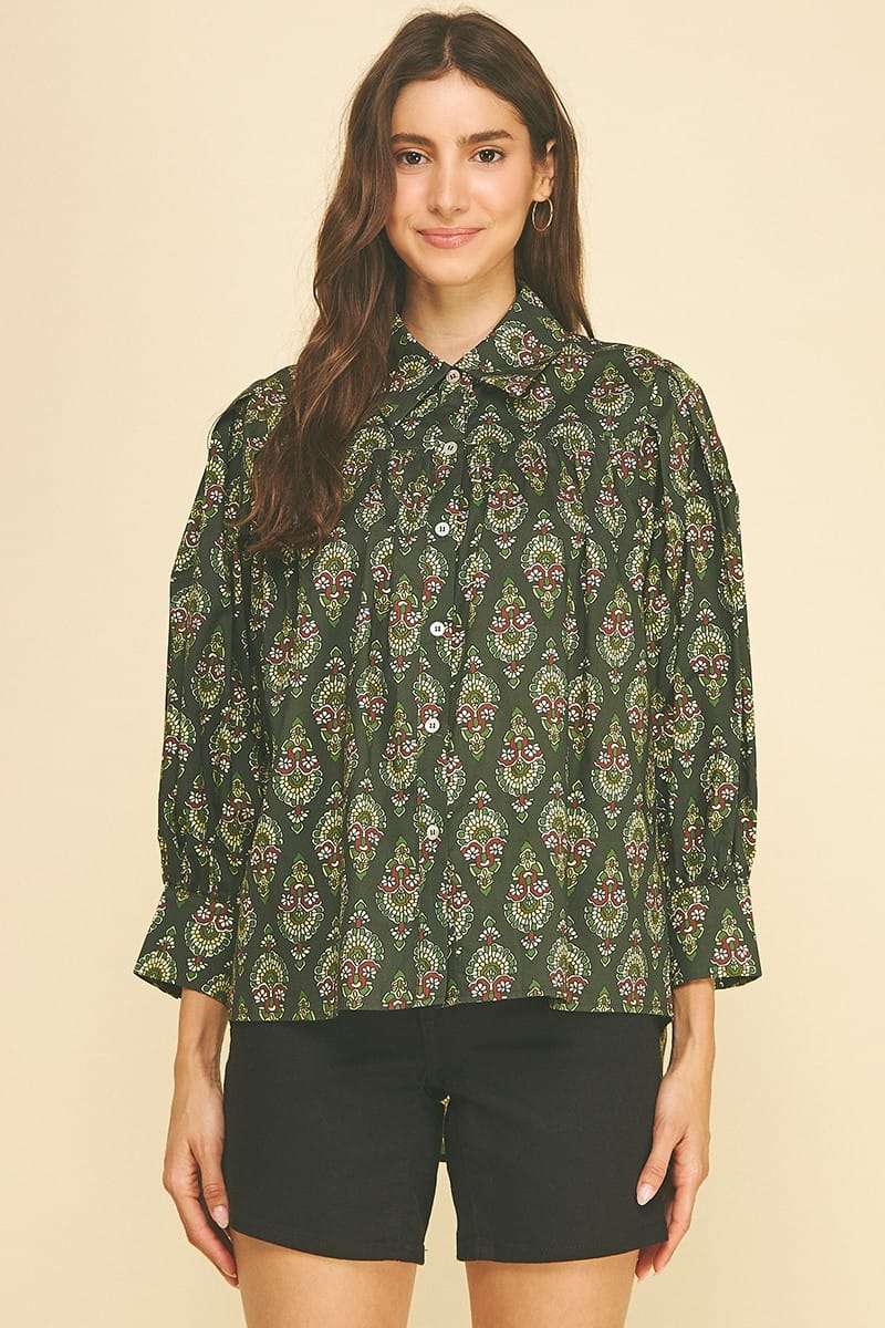 Pinch Top Laila Damask Top