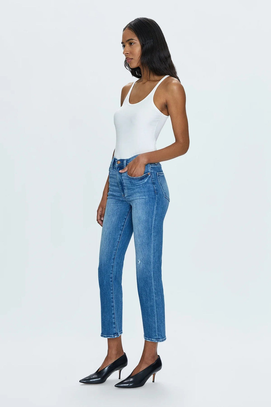 Pistola Denim Lennon High Rise Crop Boot Denim