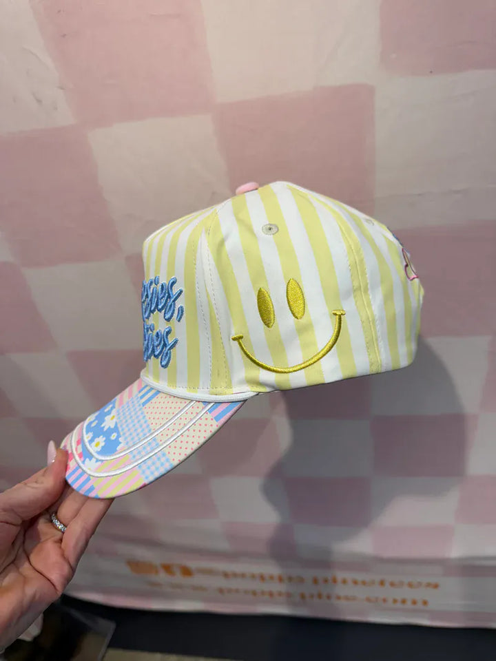 Poppy &amp; Pine trucker hat with "All Oopsies No Daisies" embroidered design, adjustable mesh back, casual summer accessory