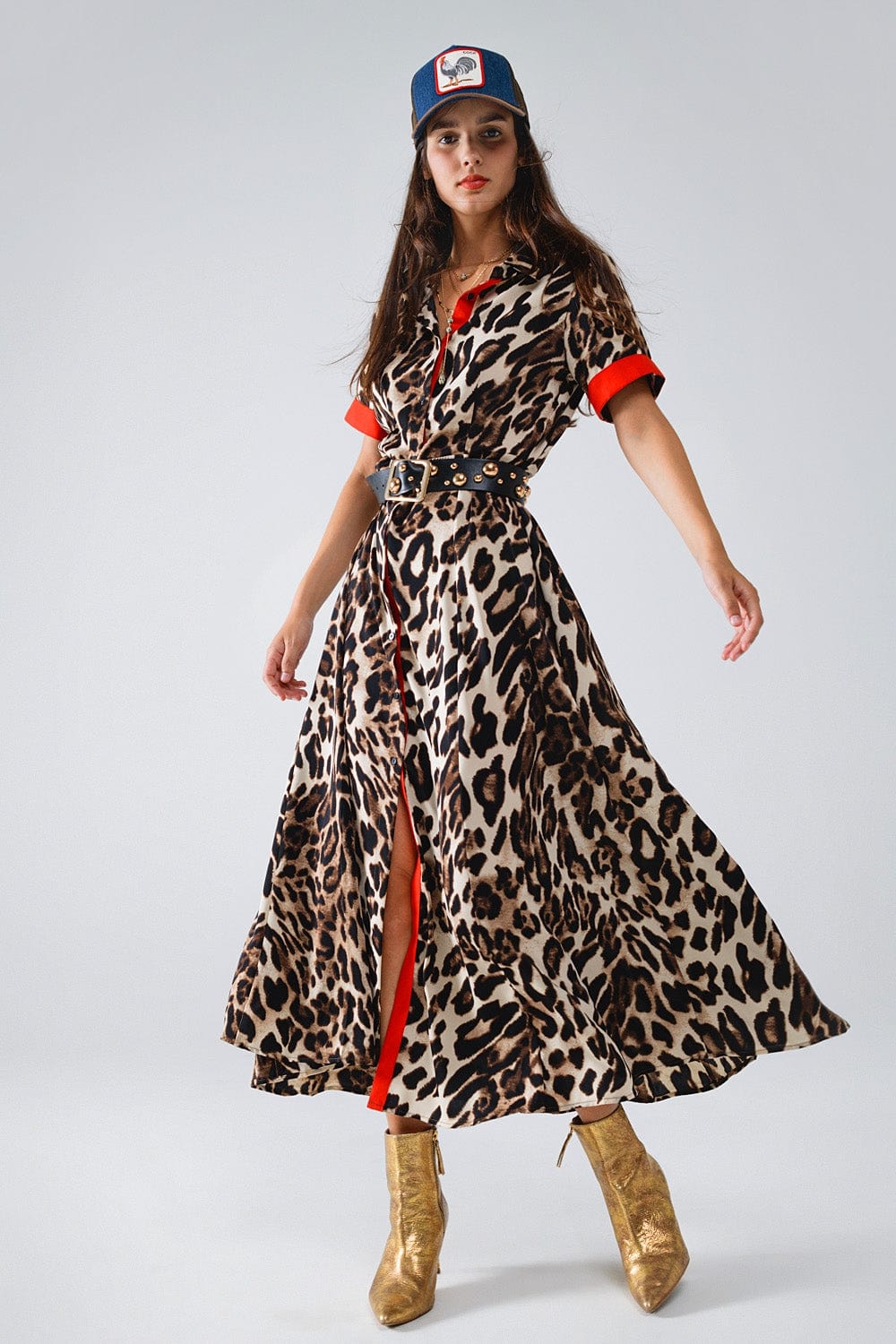 Q2 Dress Brown / S Camille Leopard Dress