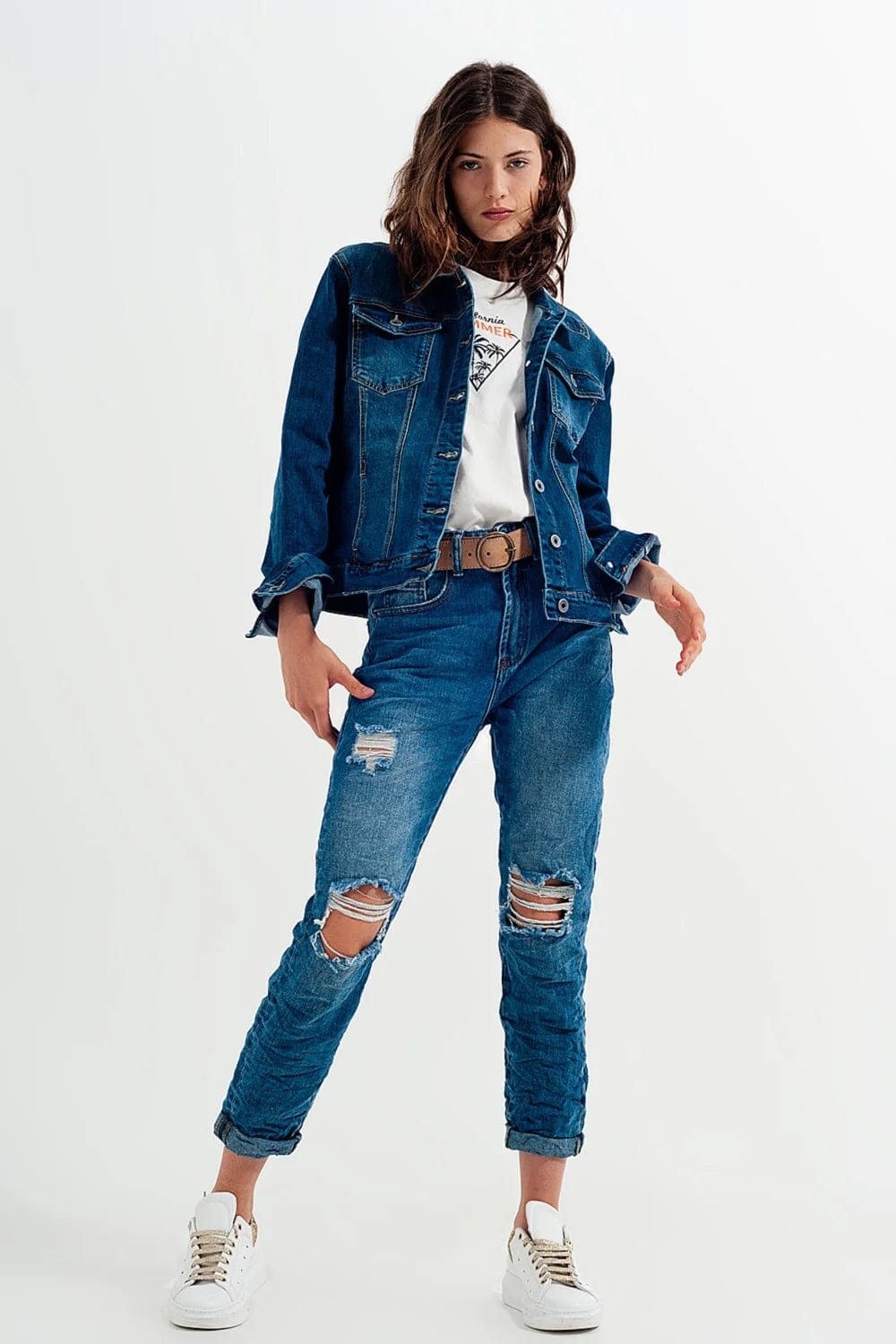 Q2 Jacket Clara Cropped Denim Jacket