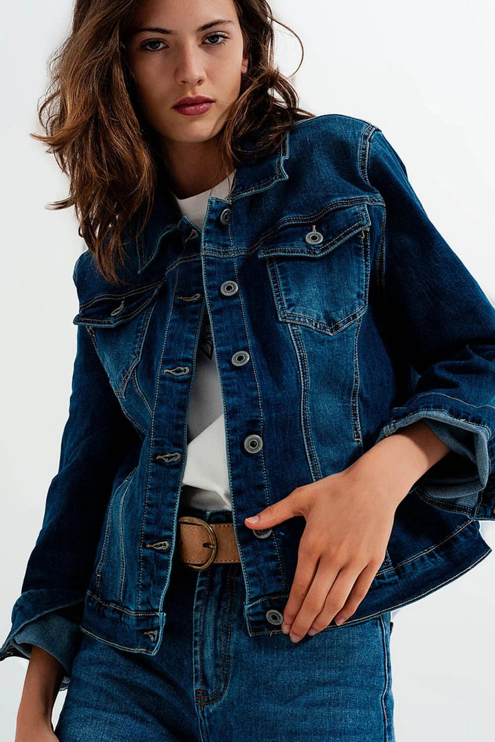 Q2 Jacket Clara Cropped Denim Jacket