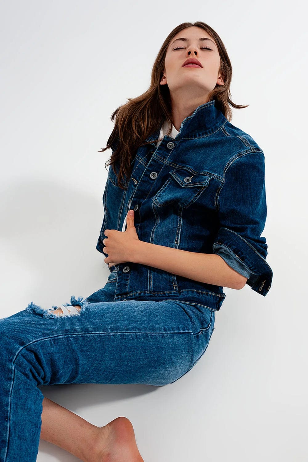 Q2 Jacket Clara Cropped Denim Jacket