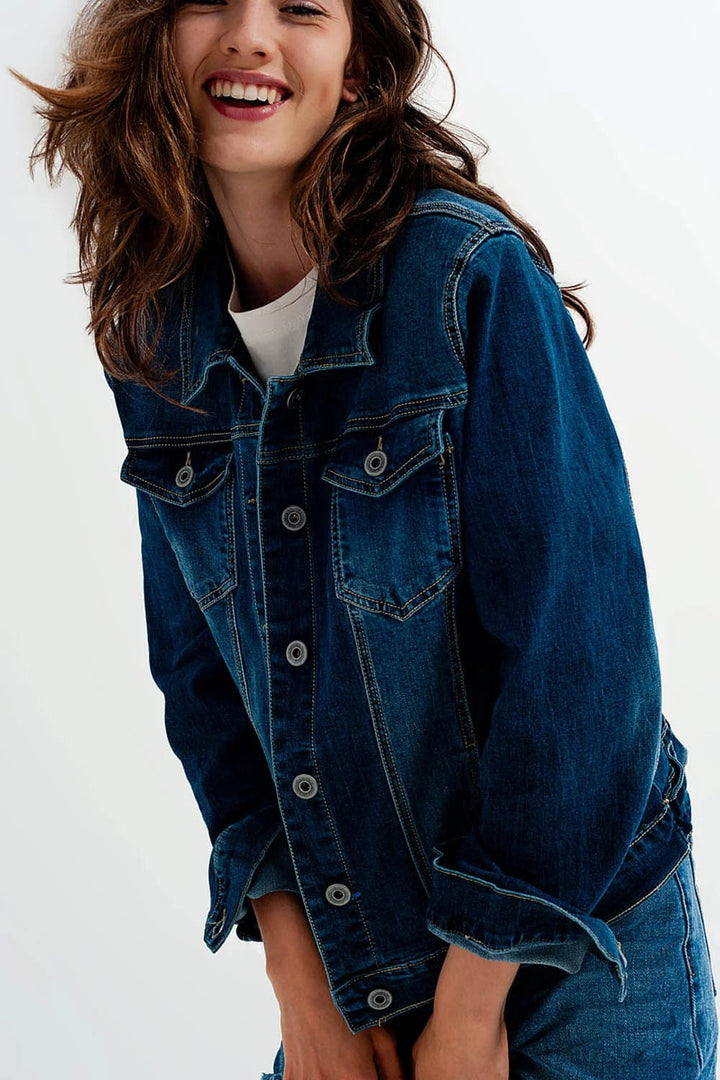 Q2 Jacket Clara Cropped Denim Jacket