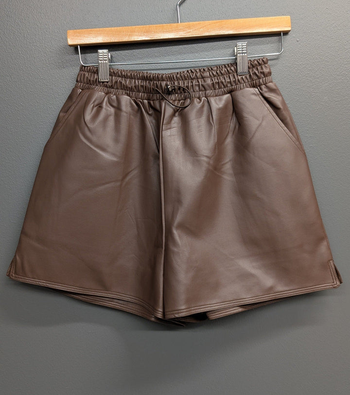 Q2 Shorts Brown / S Eliza Fauz Leather Shorts