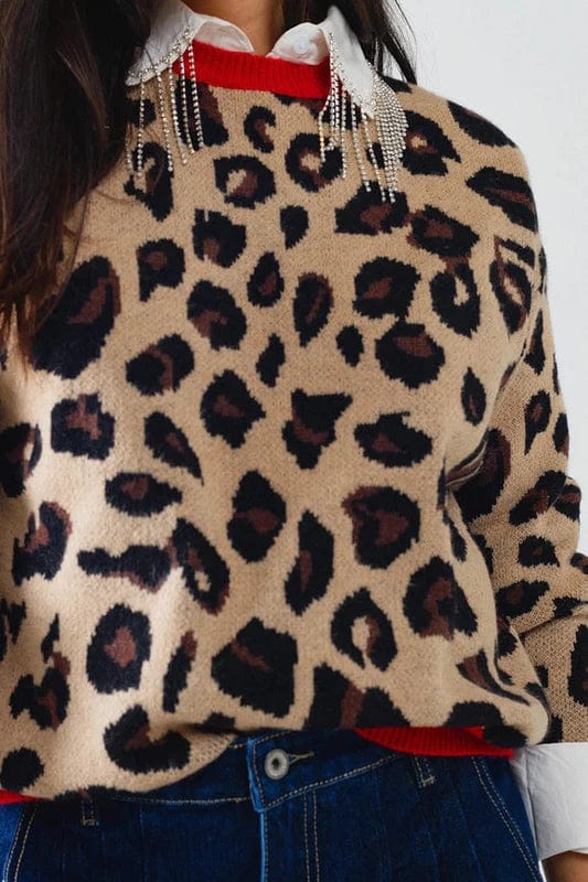 Q2 Sweater Brown / OS Quinn Leopard Sweater