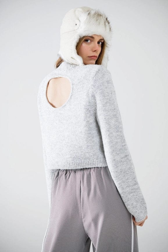 Q2 Sweater Gray / XS Eloise Open Back Sweater