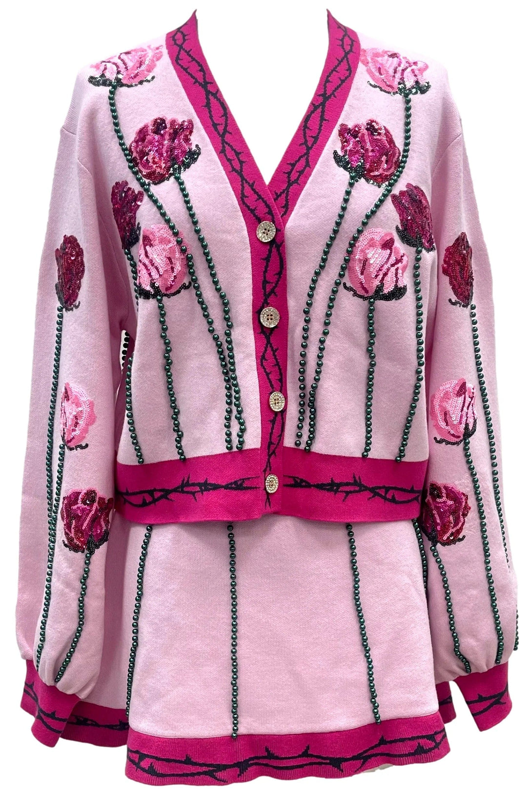 Queen of Sparkles Cardigan Long Stem Rose Cardigan