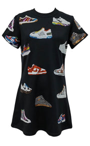 Queen of Sparkles Dress Black / XS Black Sneaker All Over Tee Dress