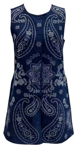 Queen of Sparkles Dress Denim Sequin Paisley Button Up Tank Dress