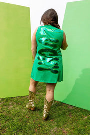 Queen of Sparkles Dress Green Metallic Lucky Tank Dress