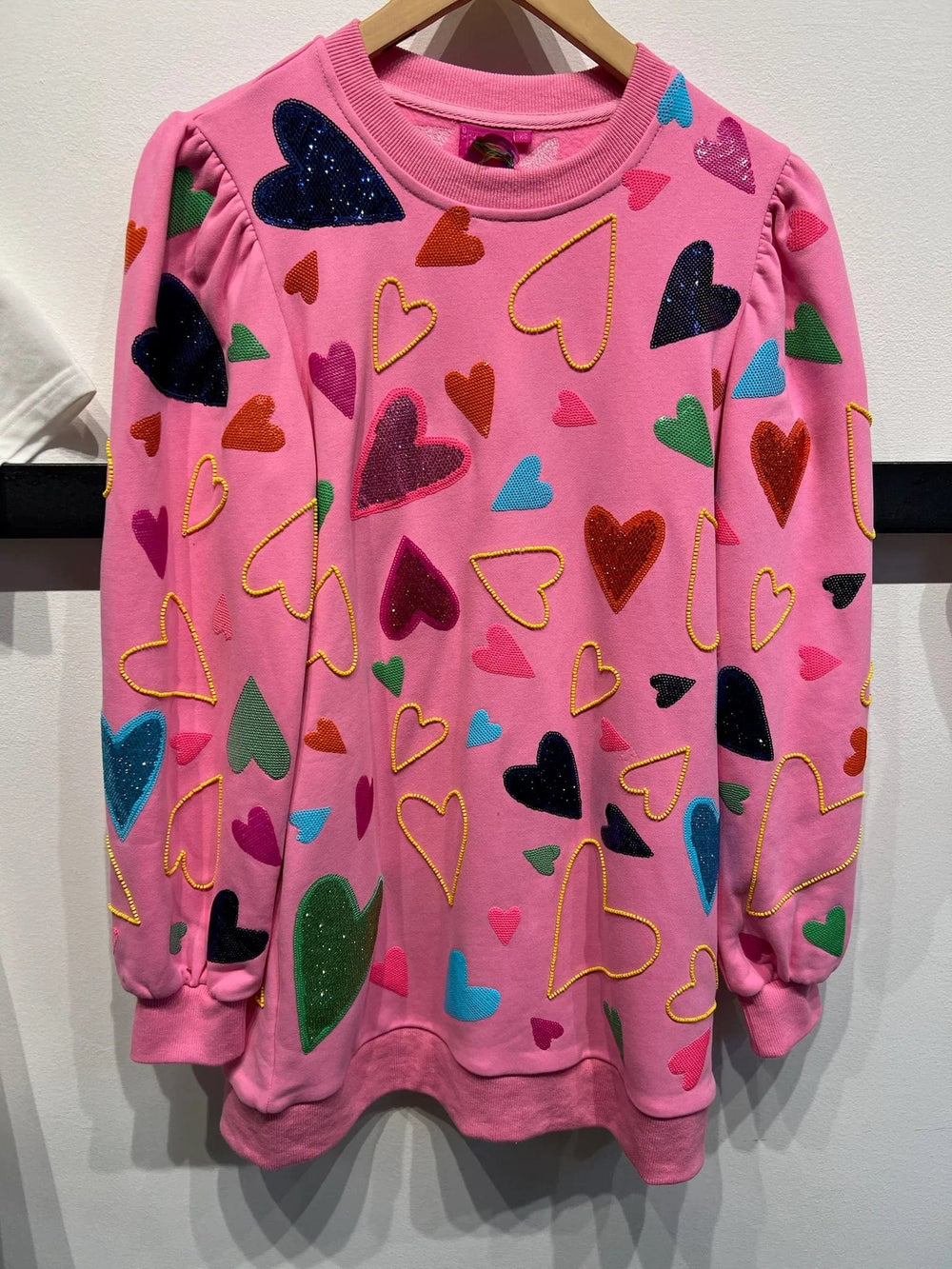 Queen of Sparkles Dress Groovy Hearts All Over Sweatshirt Dress