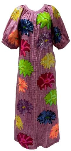 Queen of Sparkles Dress Multi Flower Button Up Cotton Midi Dress
