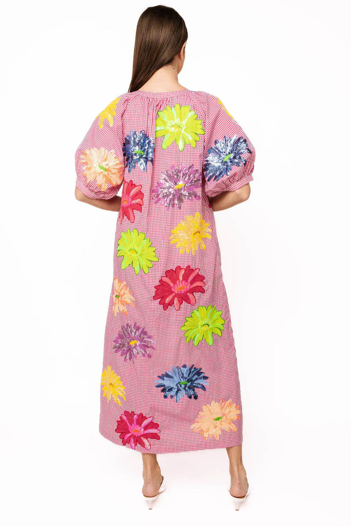 Queen of Sparkles Dress Multi Flower Button Up Cotton Midi Dress