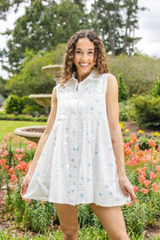 Queen of Sparkles Dress White / X Small Checker Pailette Collar Dress