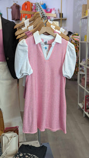 Queen of Sparkles Dress X Small Pink With White Sleeve