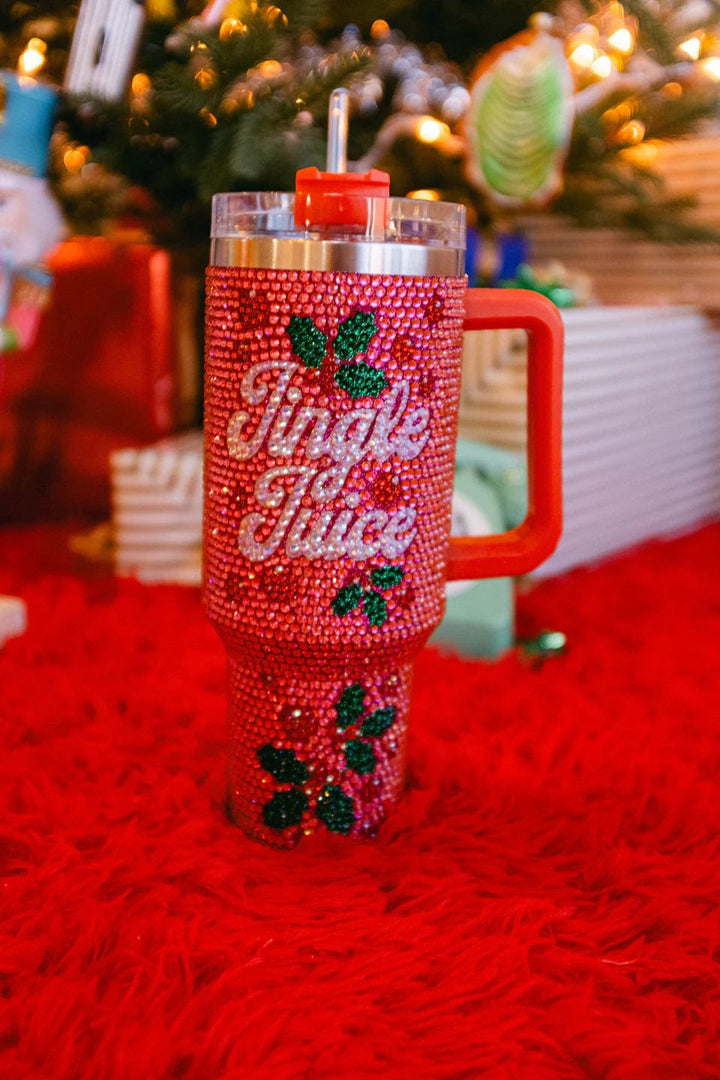 Queen of Sparkles Drinkware Red 'Jingle Juice' Rhinestone Tumbler